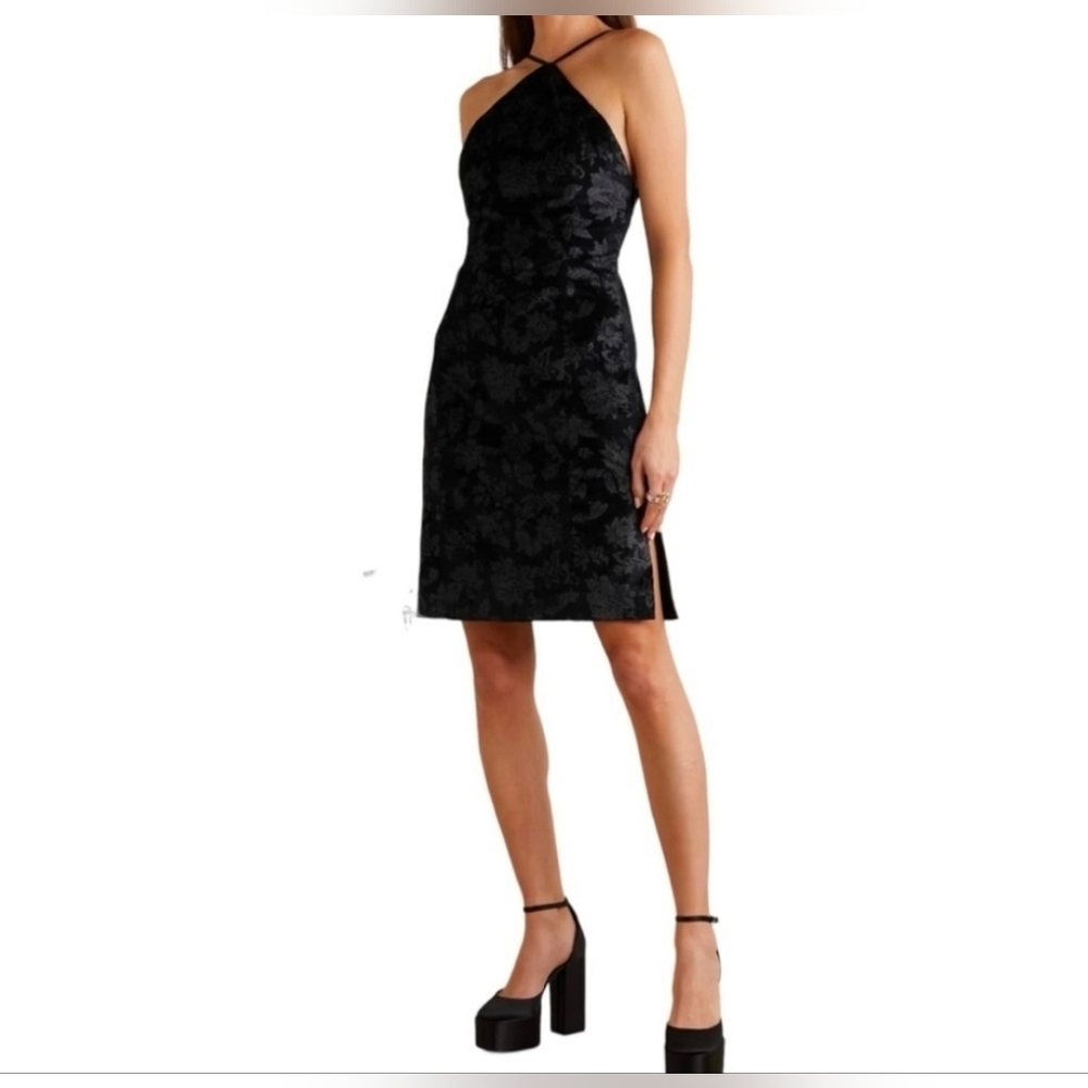NWT Rag & Bone Retro Floral fara velvet black Halter Slit dress Size 6 - Picture 8 of 16